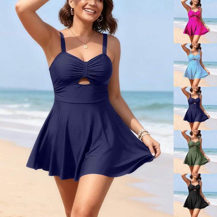 Damen Einteiliger Badeanzug mit verspieltem Rock und Cut-Out Drune