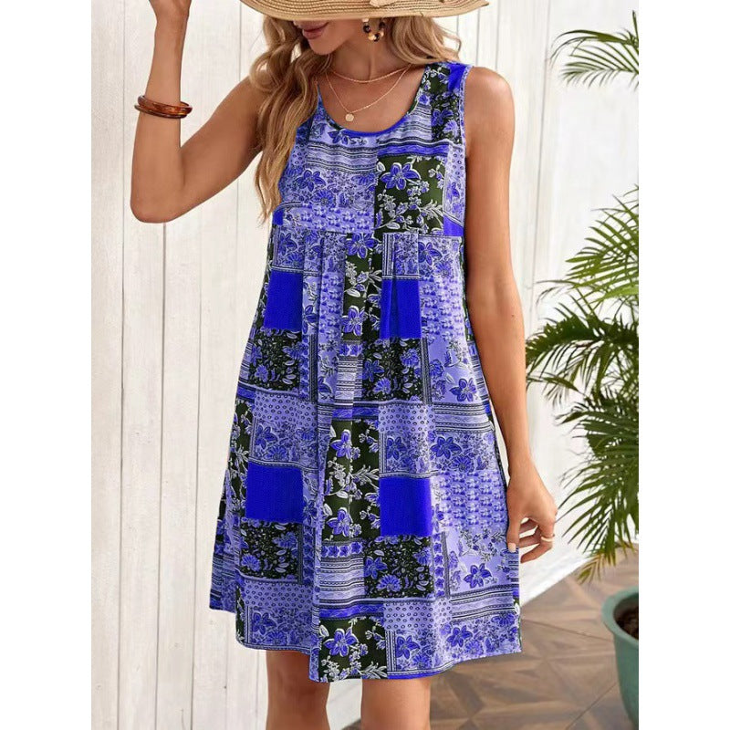 Damen luftiges Sommerkleid mit Patchwork-Design Drune