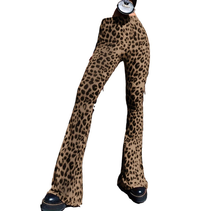 Damen Flared Leopardenmuster-Hosen Drune