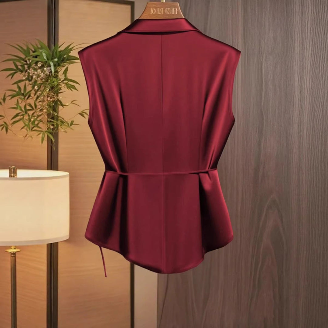Damen elegante Wickelbluse mit femininer Drapierung und Schalkragen Drune