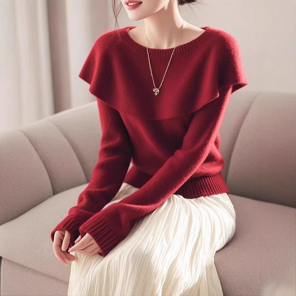 Damen Pullover mit lässigem Schalkragen Drune