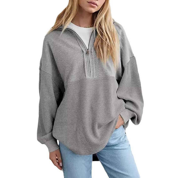 Damen Lässiger Sweatpullover mit hohem Kragen und strukturiertem Design Drune