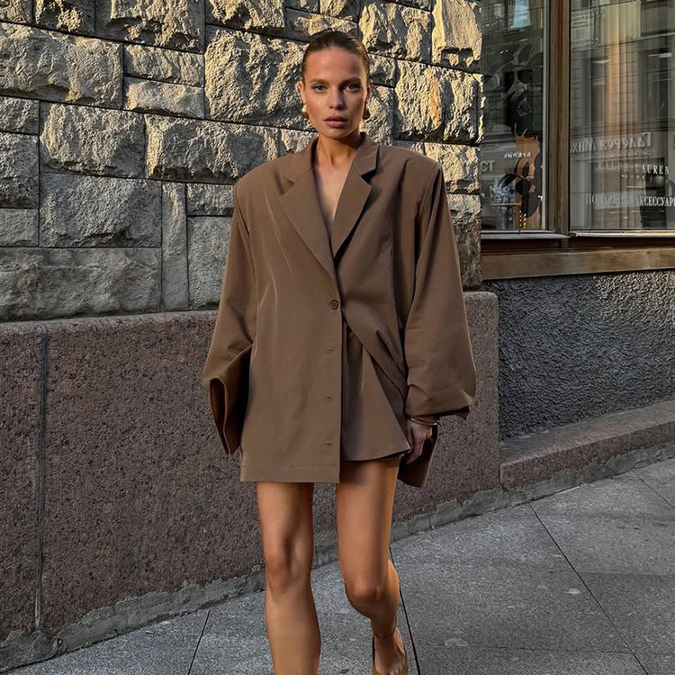 Damen Oversized Blazerjacke mit asymmetrischem Schnitt und eleganten Details Drune