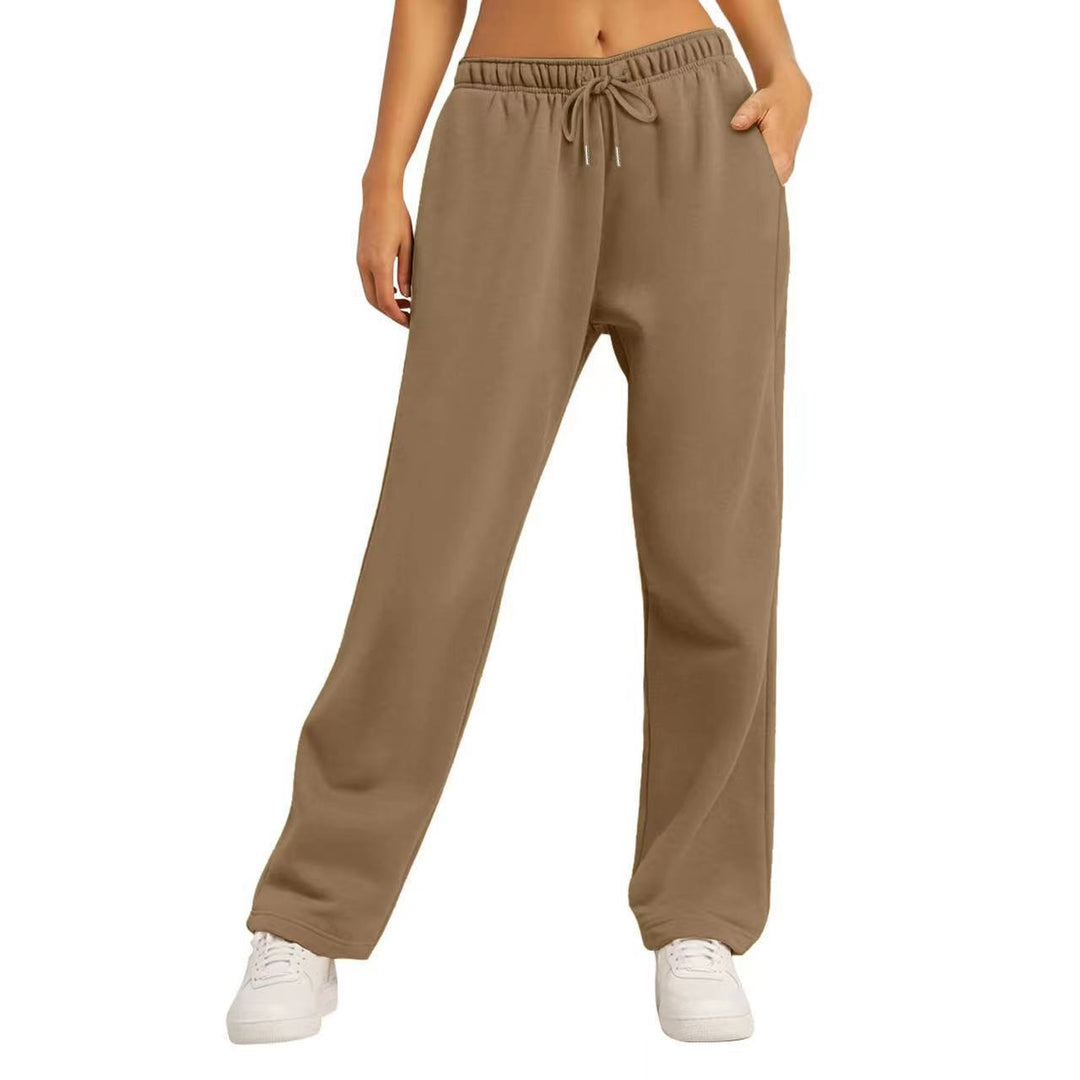 Damen nan weiter Highwaist Palazzo-Jogger mit elastischem Komfortbund, Kordelzug und seitlichen Eingrifftaschen Drune