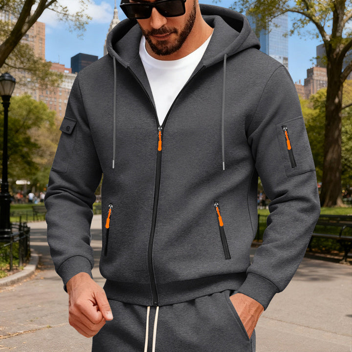 Herren sportlicher Kapuzenpullover mit modischen Schnellverschlüssen und praktischen Taschen Drune