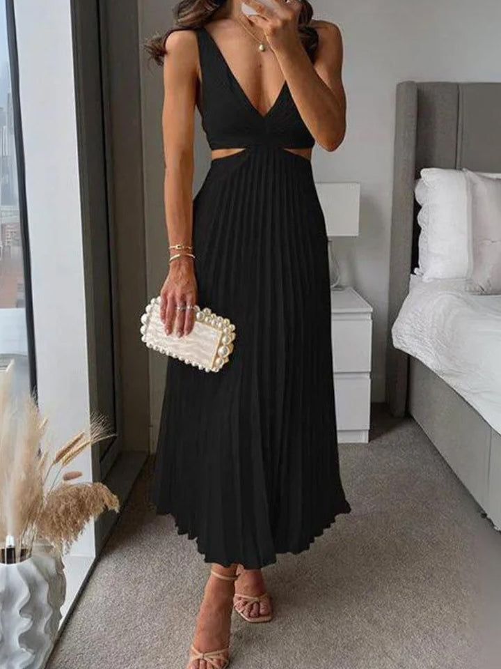 Damen Maxikleid mit plissiertem Design und kunstvollen Cut-Out-Details Drune