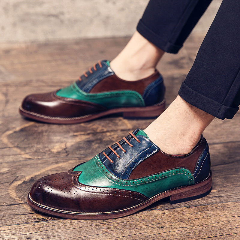 Herren handgefertigte Brogue-Lederschuhe mit mehrfarbiger Patina und perforierten Details Drune