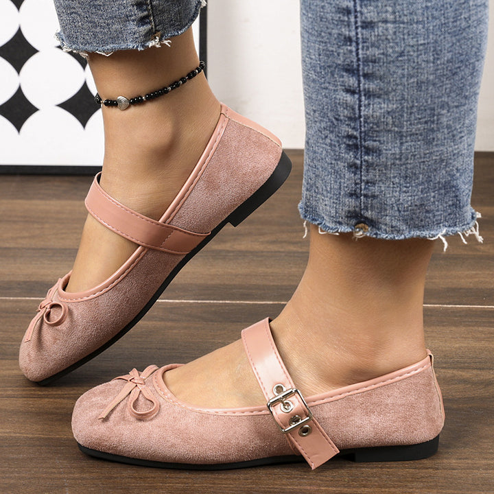 Damen nan Ballerinas mit Leopardenmuster, verstellbarem Mary-Jane-Riemen und dekorativer Schleife Drune