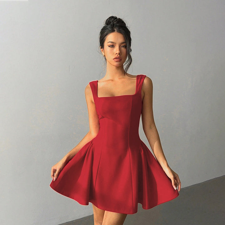 Damen Kleid mit tailliertem Schnitt und elegantem Quadrat-Ausschnitt Drune