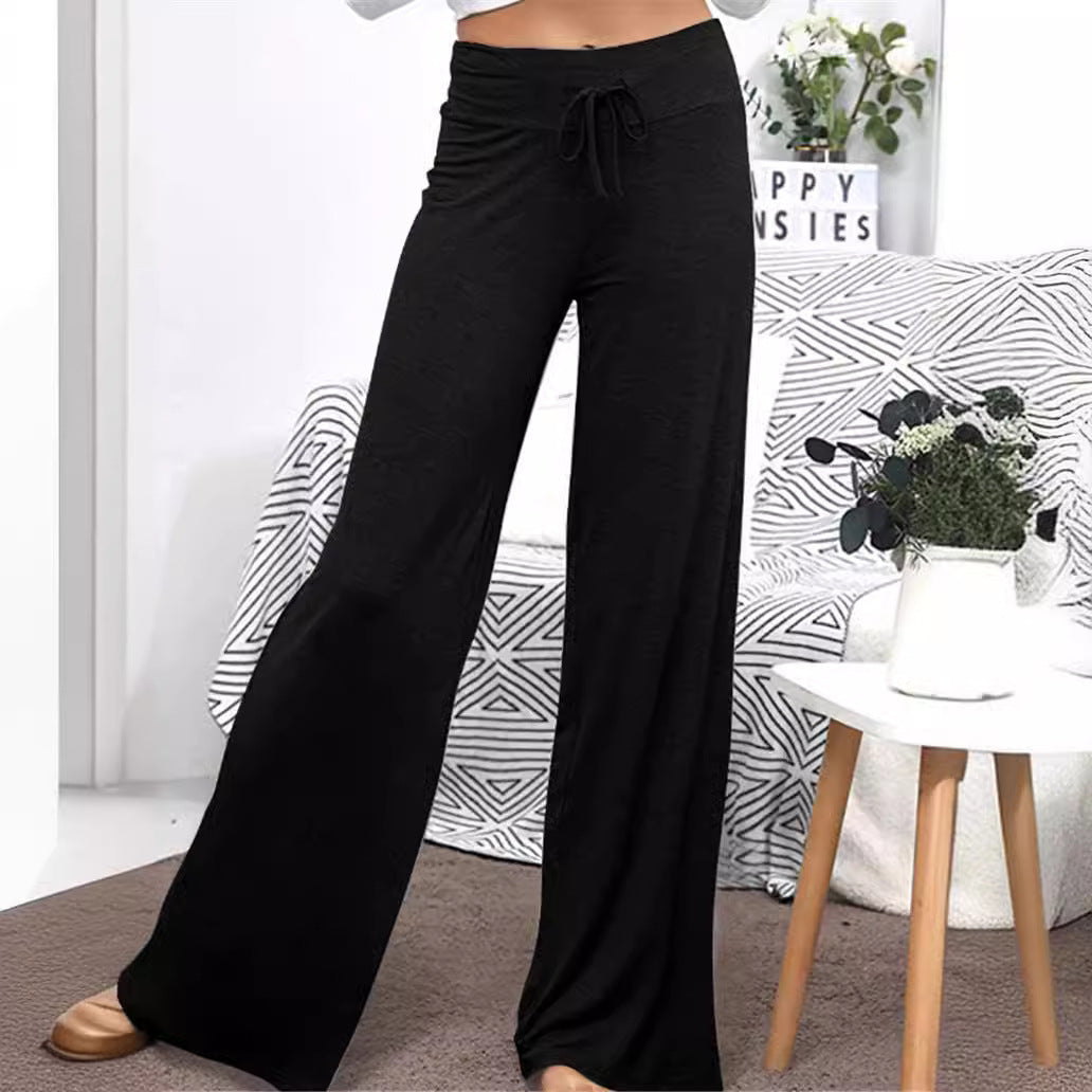 Damen Weite Freizeithose mit elastischem Bund und verstellbarem Kordelzug Drune