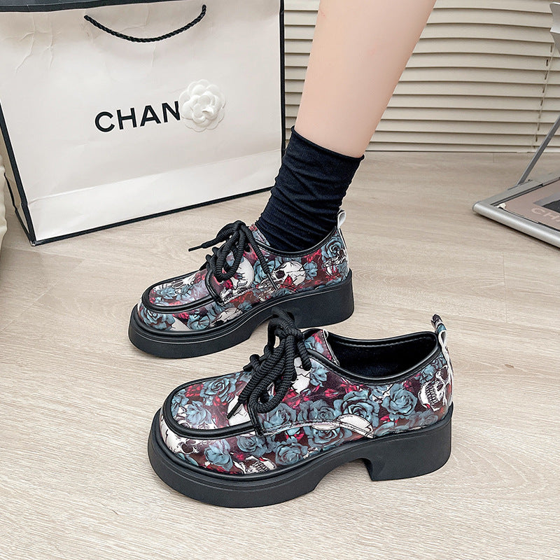 Damen Modische Plateausneaker mit floralem Muster und ausgefallenem Design Drune