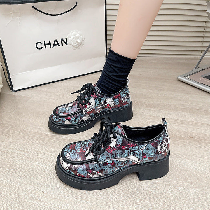 Damen Modische Plateausneaker mit floralem Muster und ausgefallenem Design Drune
