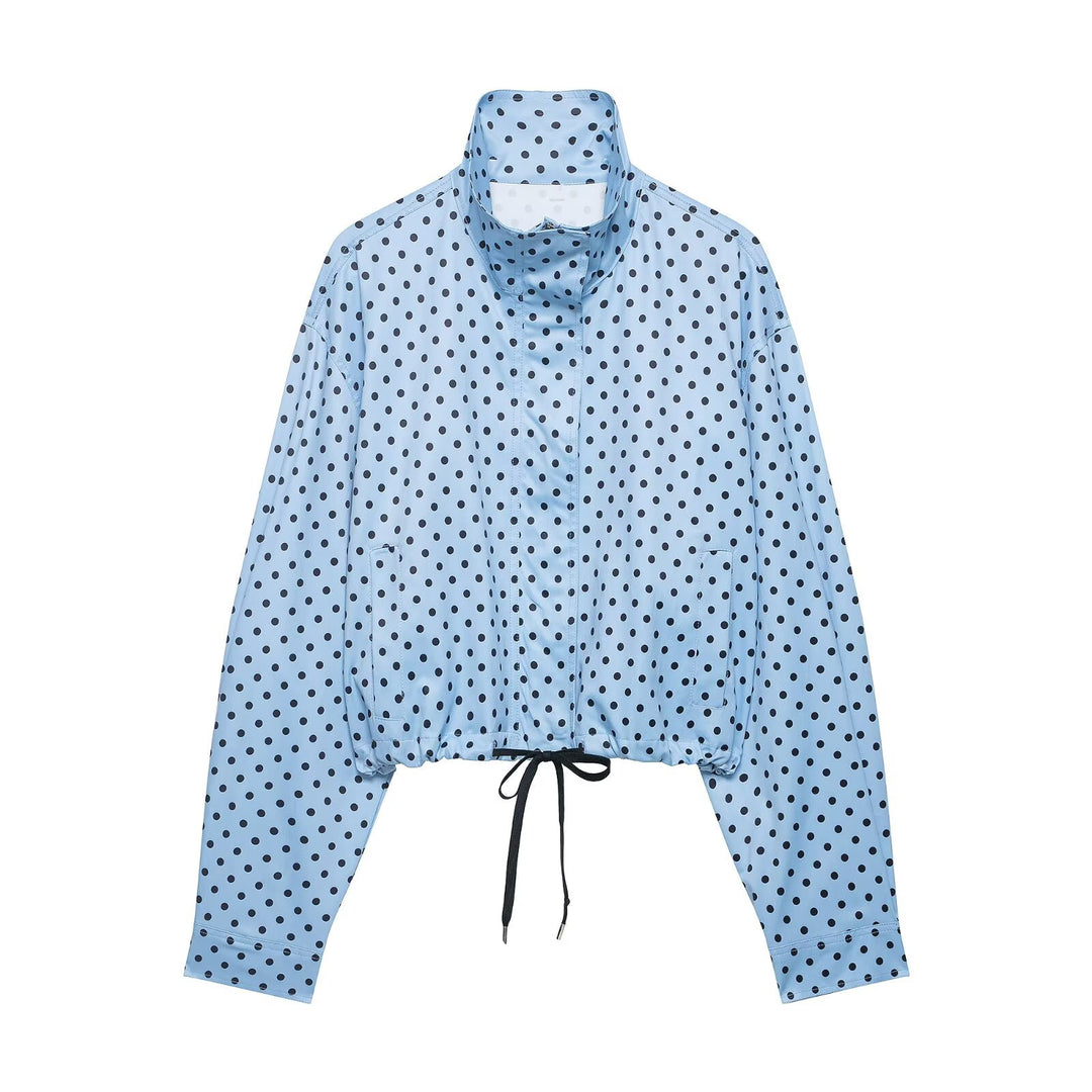 Damen nan weite High-Waist Schlaghose mit Punkteprint und elastischem Bund Drune