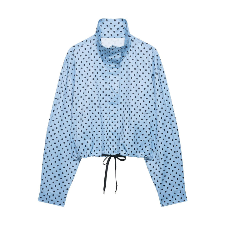 Damen nan weite High-Waist Schlaghose mit Punkteprint und elastischem Bund Drune
