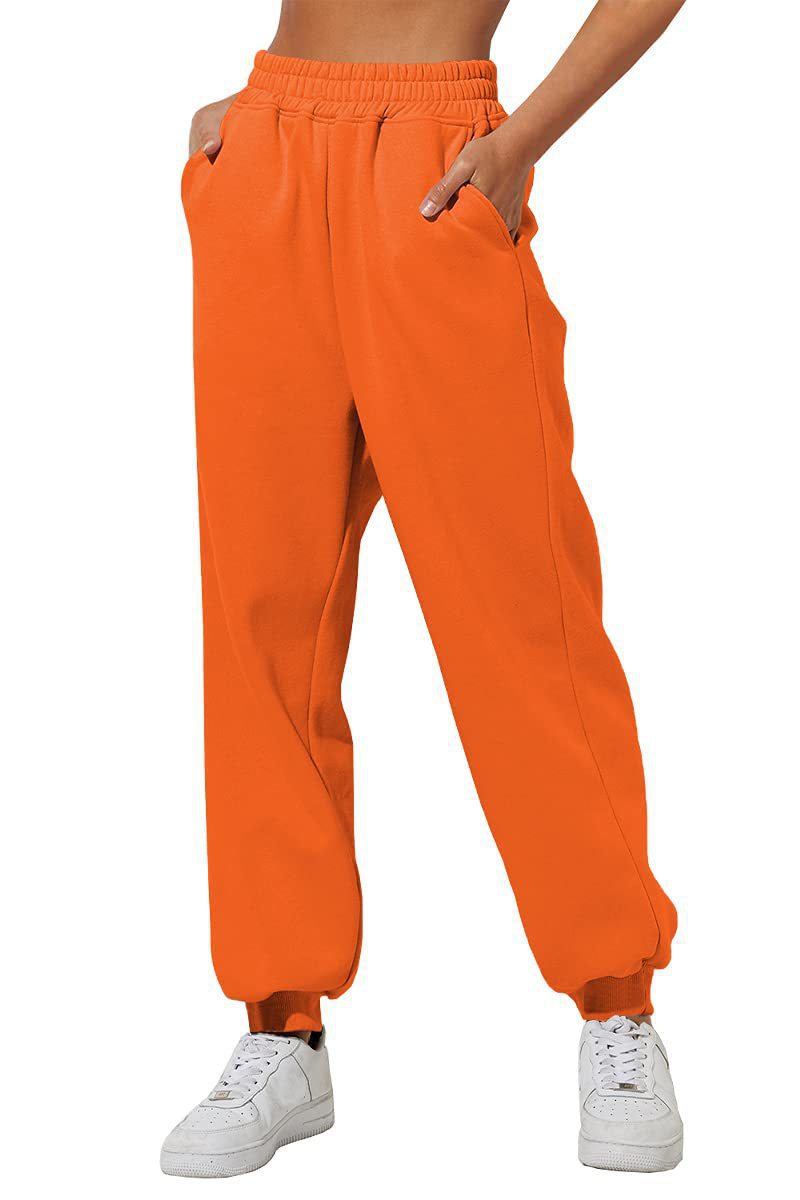 Damen nan lockere High‑Waist Jogginghose mit doppellagigem Komfortbund, seitlichen Eingrifftaschen und gerafften Knöchelbündchen Drune