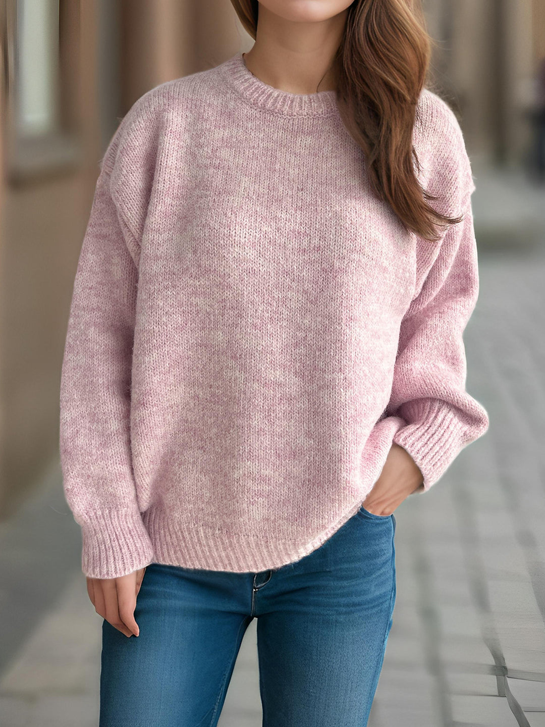Damen lässiger Oversize-Pullover mit strukturiertem Maschenmuster Drune