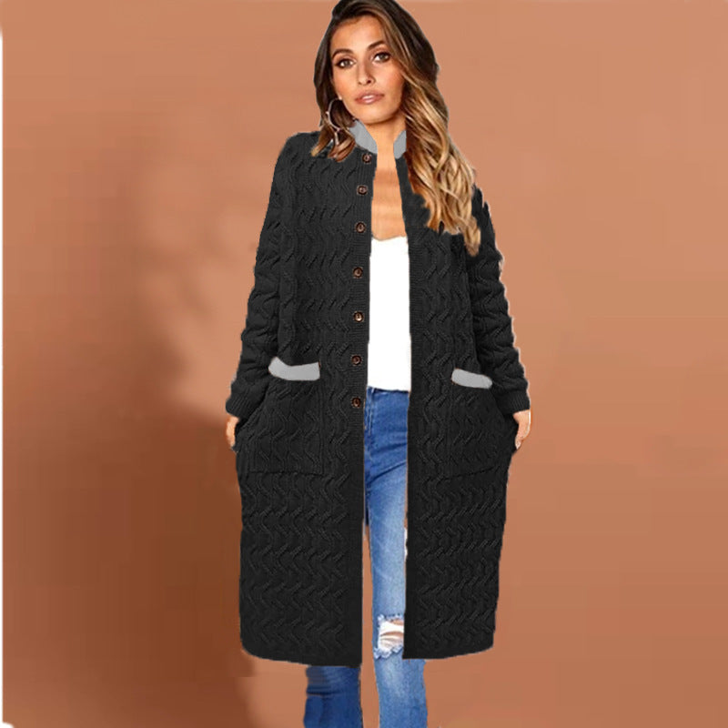 Damen Strickmantel mit modischem Zopfmuster und praktischen Taschen Drune