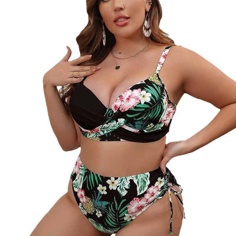 Damen Hochtailliertes Bikini-Set mit floralem Wickel-Top Drune
