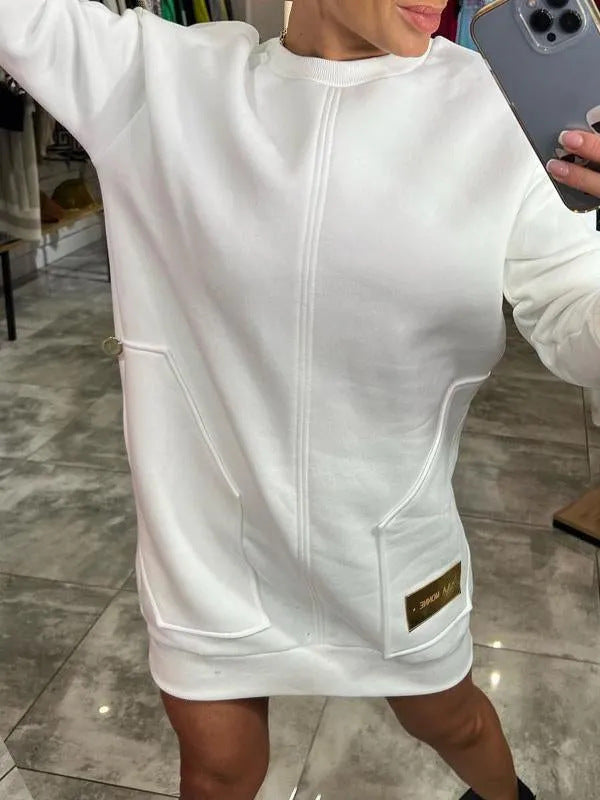 Damen Sweatshirtkleid mit praktischen Seitentaschen und modernem Design Drune