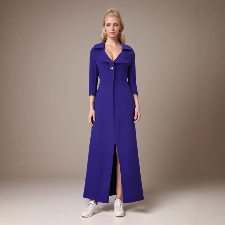 Damen eleganter Trenchcoat mit asymmetrischem Revers und praktischen Taschen Drune