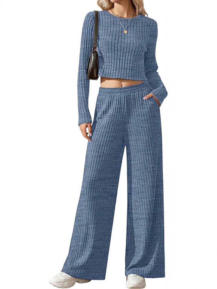 Damen elegantes und lässiges Strickensemble mit weitem Schnitt Drune