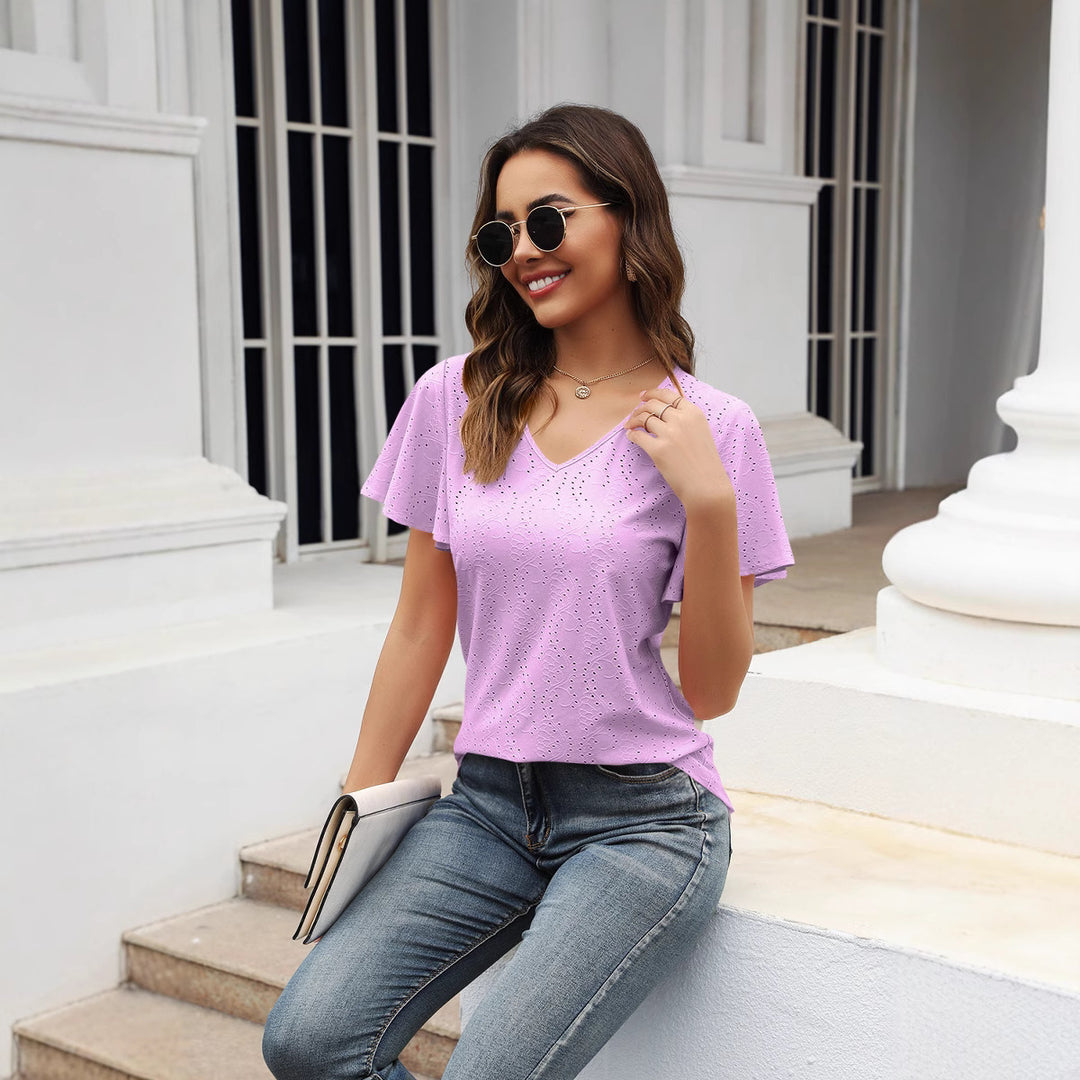 Damen stilvolle Bluse mit Schmetterlingsärmeln Drune