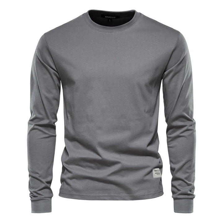Herren nan klassisches langärmliges Baumwollshirt mit Rundhalsausschnitt und elastischen Bündchen Drune