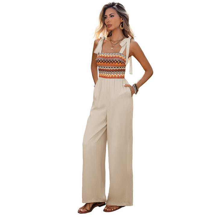 Damen bequemer Jumpsuit mit dekorativem geflochtenem Oberteil Drune