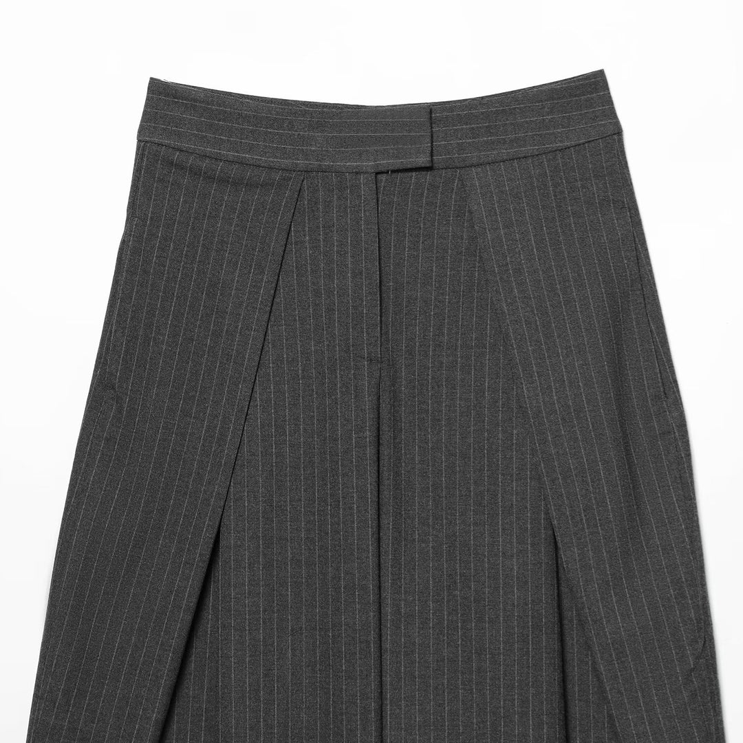 Damen weite Anzughose mit modischem Streifenmuster und eleganter Faltenlegung Drune