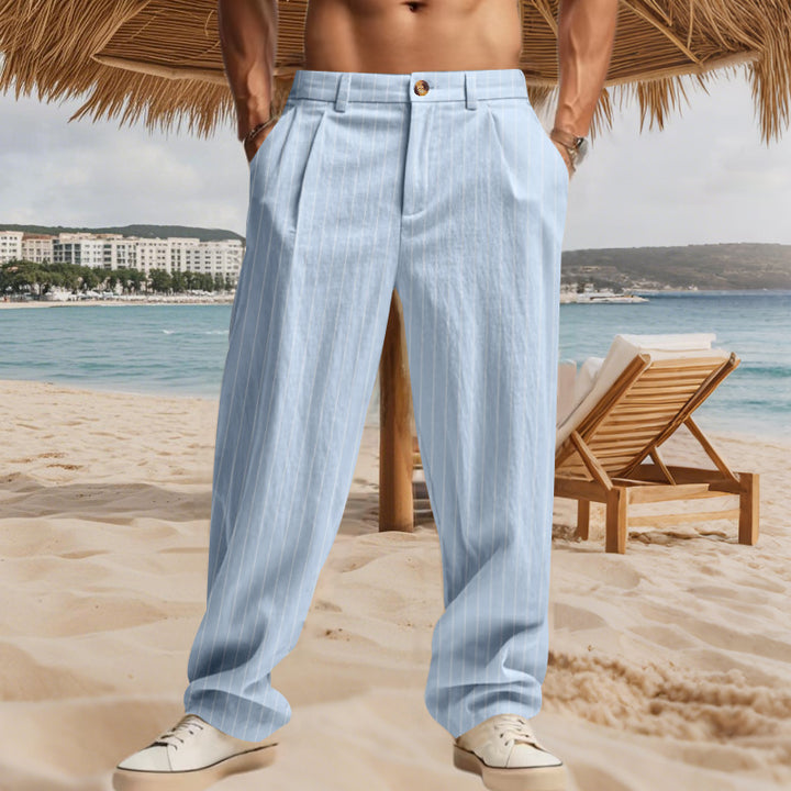 Herren Elegante Freizeithose mit feinem Streifenmuster und komfortablem Schnitt Drune