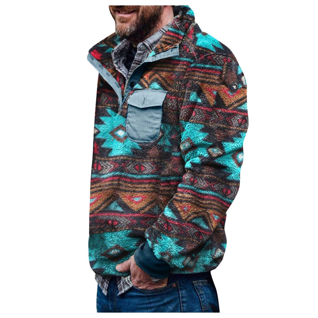 Herren Pulloverjacke mit farbenfrohem, geometrischem Design und praktischer Brusttasche Drune