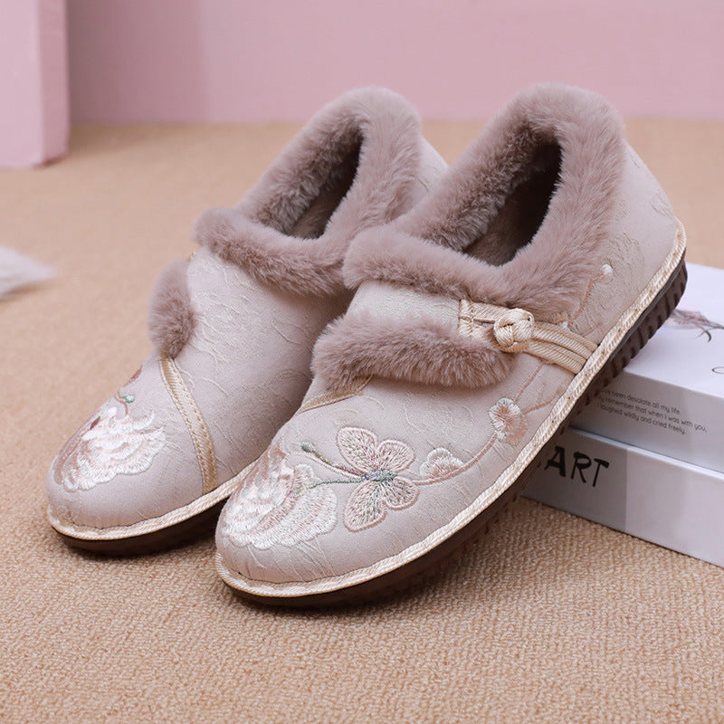 Damen Kuschelige und dekorative Hausschuhe mit floralem Design Drune