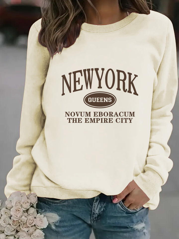 Damen Sweatshirt mit stylischem New Yorker Schriftzug Drune