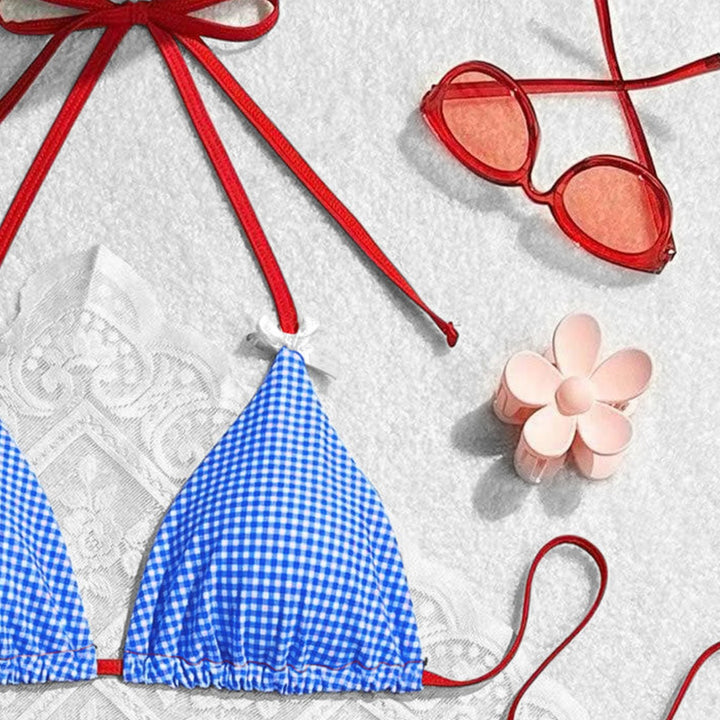 Damen Triangel-Bikini im karierter Schnitt Drune
