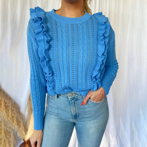 Damen modischer Pullover mit Rüschen Drune