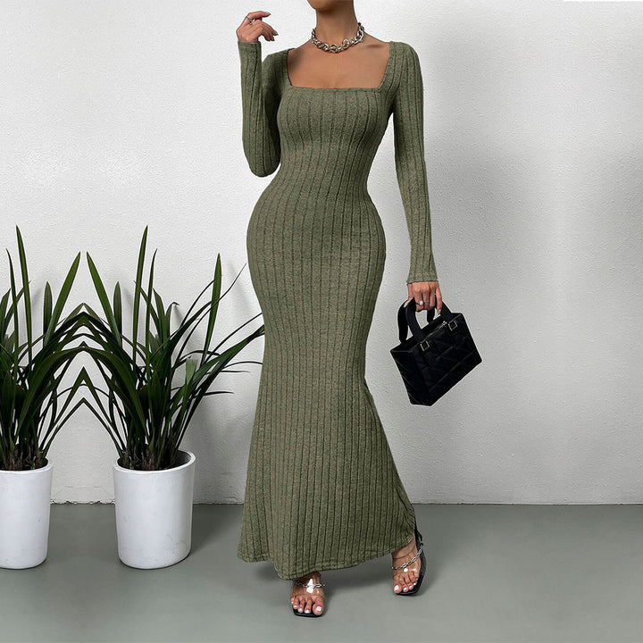 Damen Langarm Maxikleid im eleganten Rippdesign Drune
