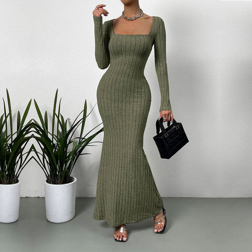 Damen Langarm Maxikleid im eleganten Rippdesign Drune