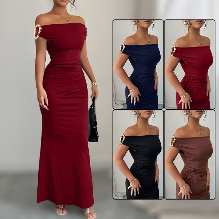 Damen Wickelmaxikleid mit schmalem Schnitt und auffälligen Details Drune
