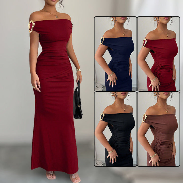 Damen Wickelmaxikleid mit schmalem Schnitt und auffälligen Details Drune