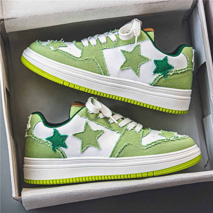 Damen modische Sneakers mit gesticktem Sternendesign und lässigem Look Drune