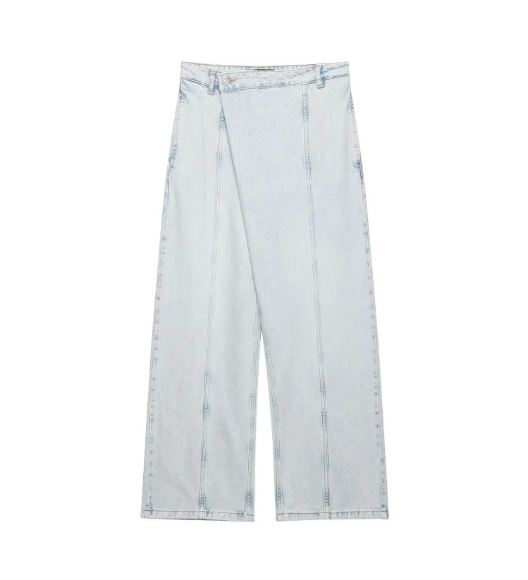 Damen Weite Jeans im lässigen Windbreaker-Stil mit ausgefallenen Nähten Drune