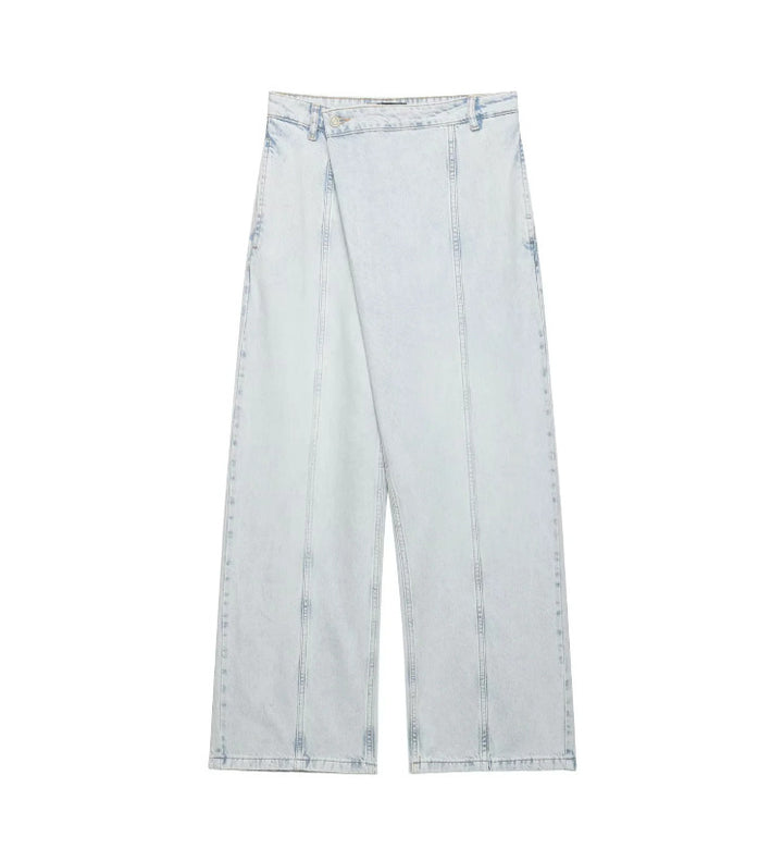 Damen Weite Jeans im lässigen Windbreaker-Stil mit ausgefallenen Nähten Drune