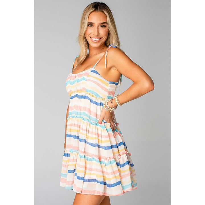 Damen Freizeitkleid mit verspielten Rüschendetails und verstellbaren Trägern Drune