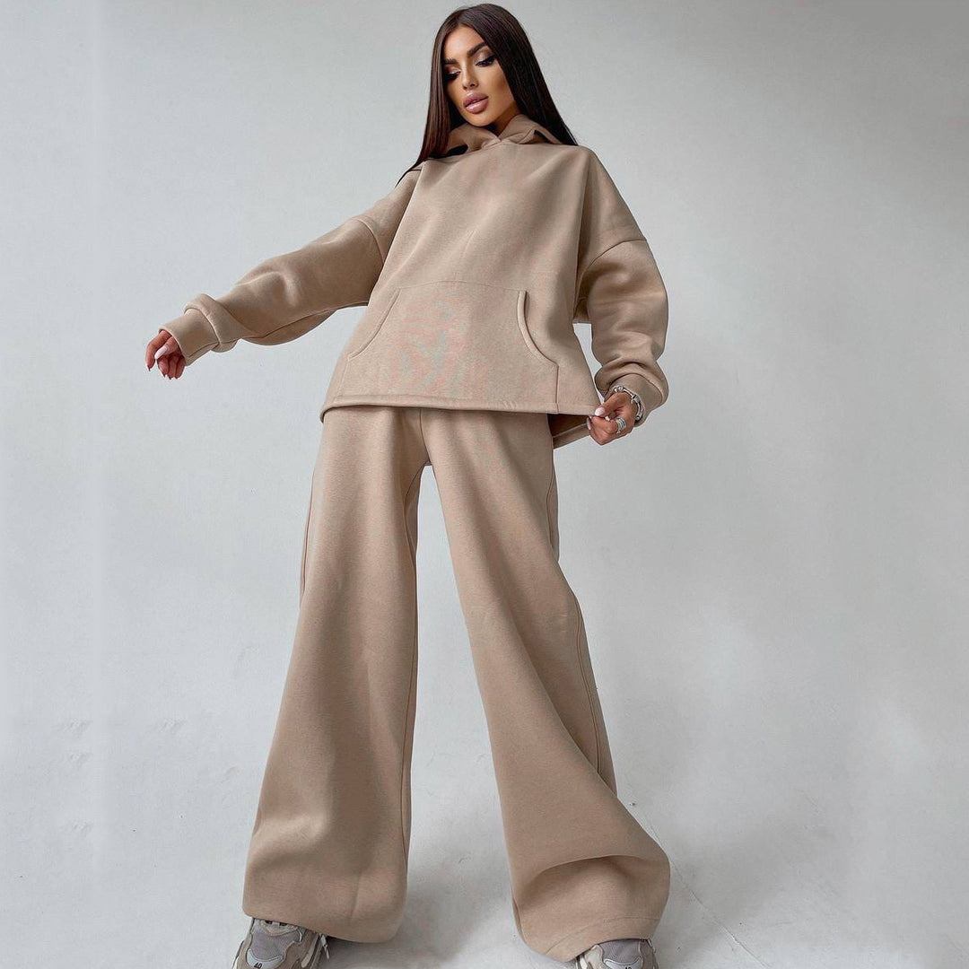 Damen nan weiches Oversize Hoodie mit weitem Schlag Jogginghose Set Drune