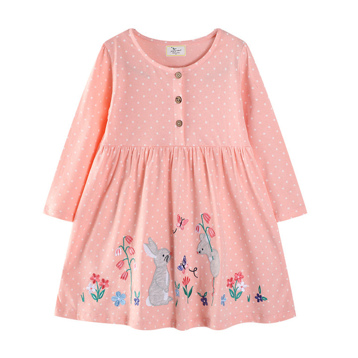 Mädchen Kleid mit niedlichem Hasenmotiv Drune