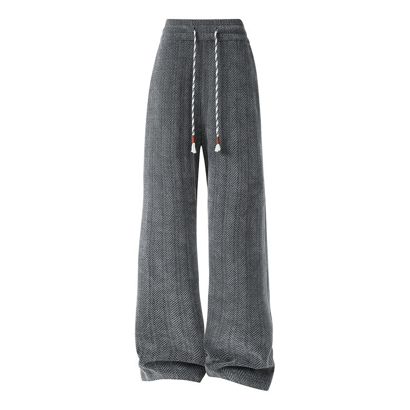 Damen weite Haremshose mit elastischem Bund und trendy Zickzackmuster Drune