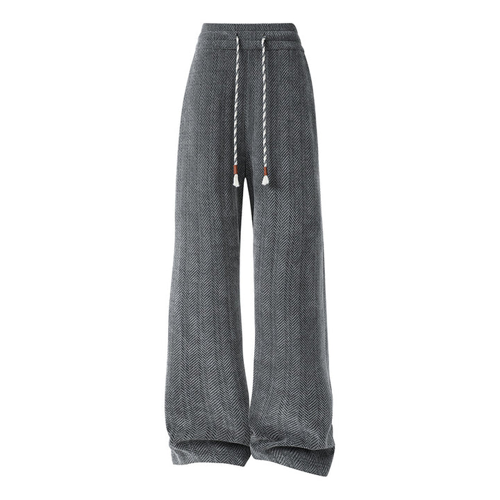 Damen weite Haremshose mit elastischem Bund und trendy Zickzackmuster Drune