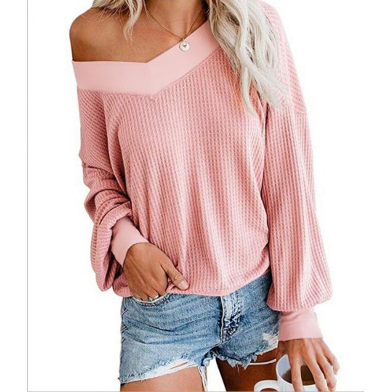 Damen Off-Shoulder Strickpullover mit voluminösen Ärmeln Drune