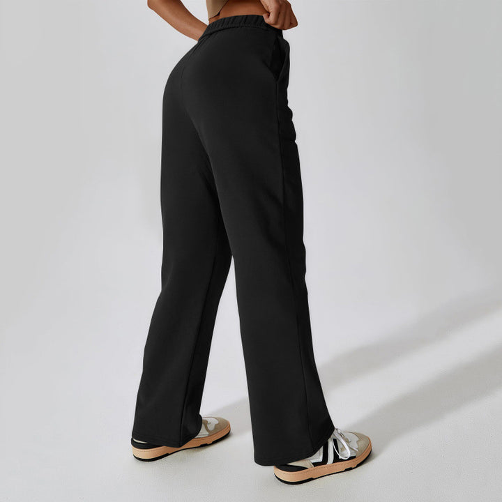 Damen nan weite hochgeschnittene Jogginghose aus weichem Sweat mit elastischem Bund und Eingrifftaschen Drune