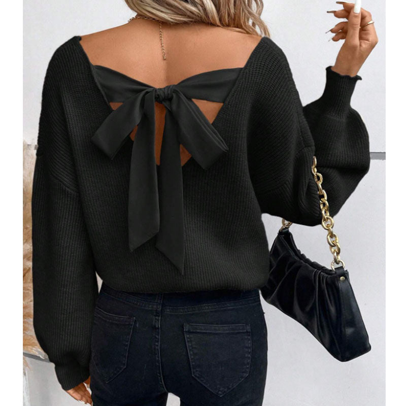 Damen Pullover mit eleganter Schleifen-Ausschnittgestaltung Drune